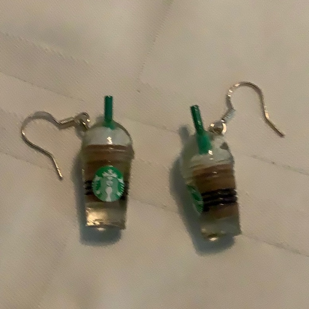 Starbucks Green and Brown Frappuccino Earrings - Picture 3 of 3